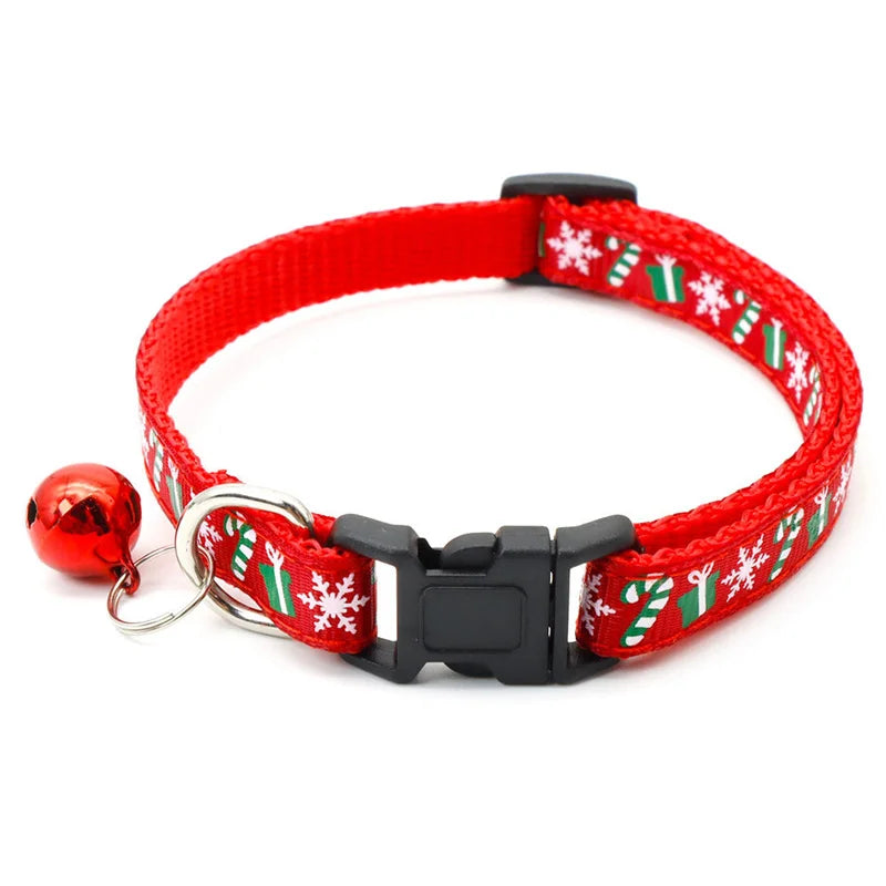 Christmas Safety Buckle Pet Collar - Adjustable Snowflake Tree Design