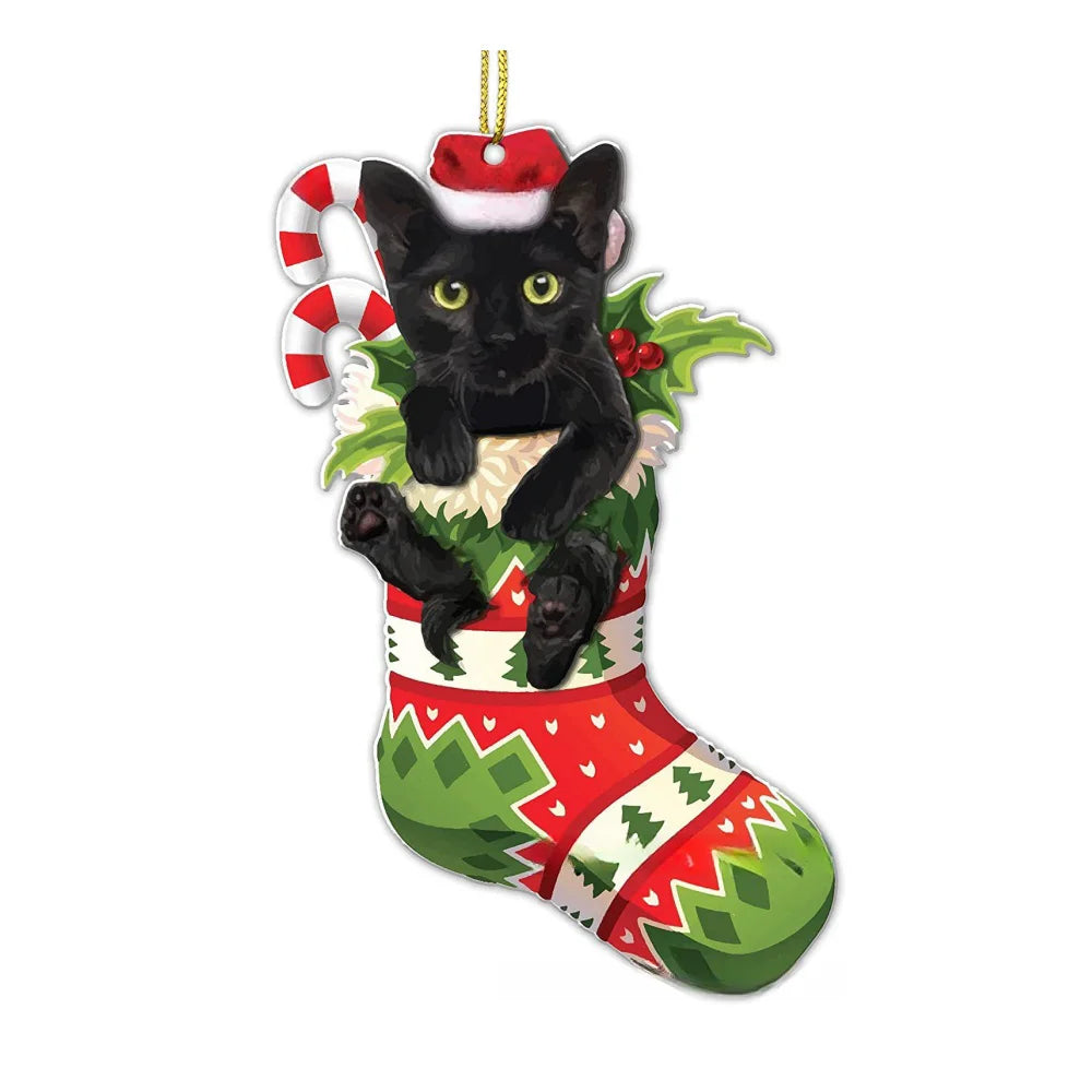 Christmas Tree Cat Decorations - Holiday Kitten Pendant