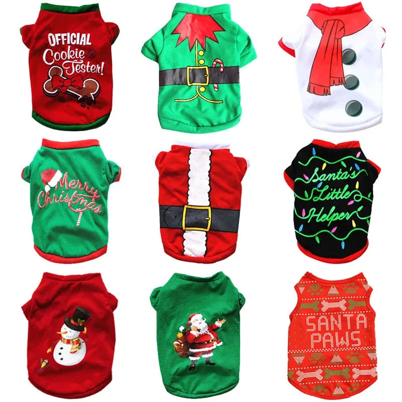 Christmas and New Year Pet Clothes - Warm Cotton Costume for Small to Medium Dogs and Cats