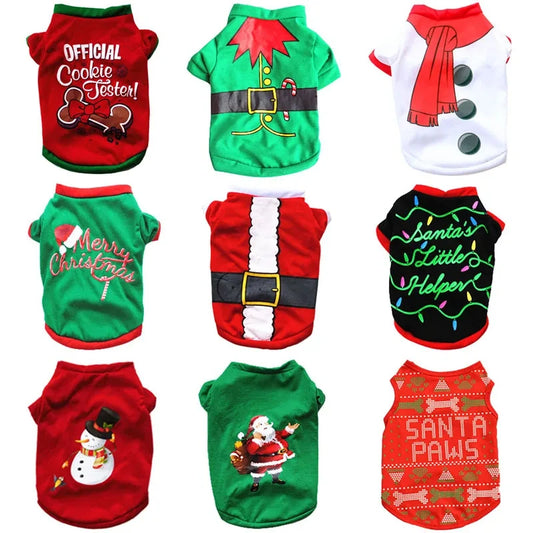 Christmas and New Year Pet Clothes - Warm Cotton Costume for Small to Medium Dogs and Cats