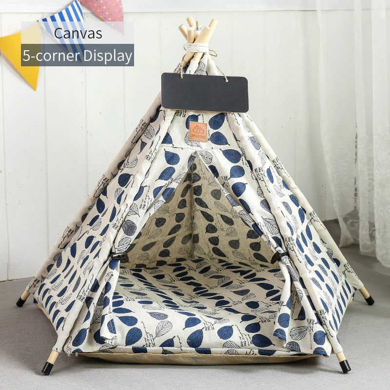 Cozy Pet Teepee Tent for Cats and Dogs – Portable, Removable, and Washable Indoor House with Cushion and Blackboard