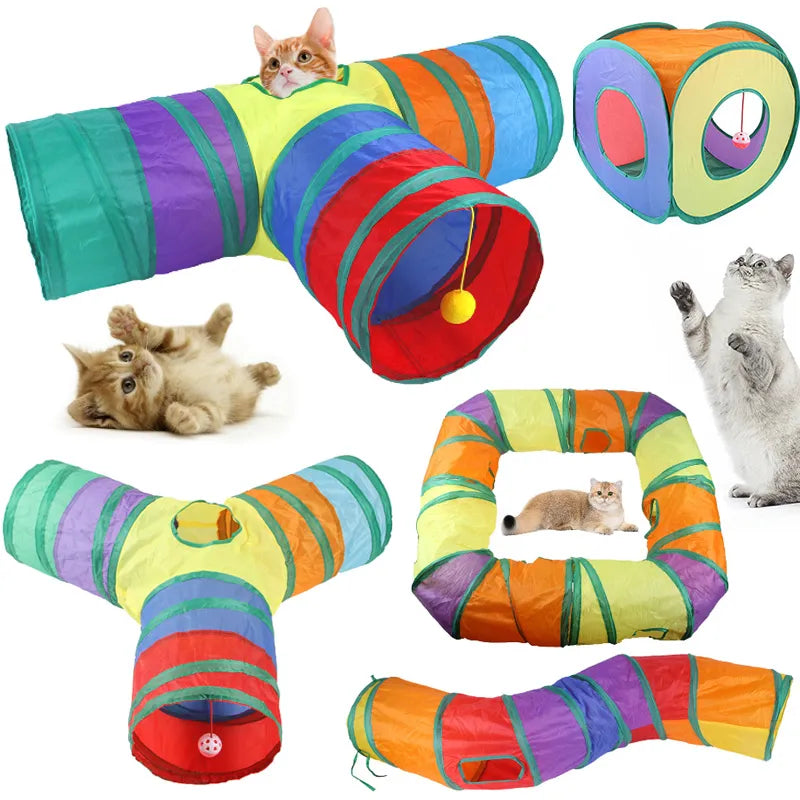 Foldable Pet Tunnel - Interactive Fun Toy for Cats, Puppies, Kittens, and Rabbits