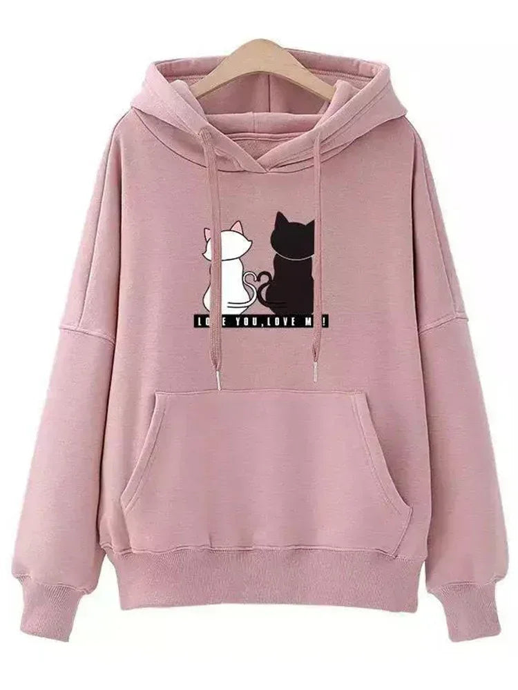 Women's Autumn Cat Print Sweatshirt
