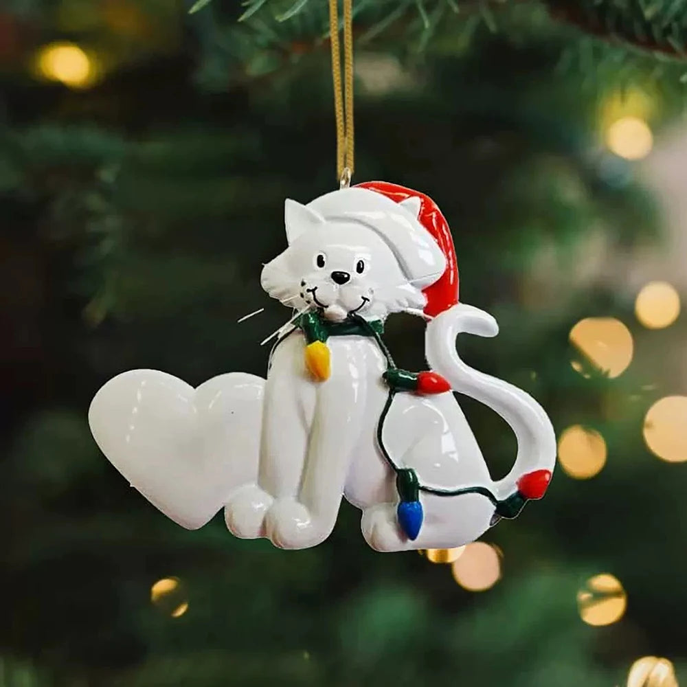 Christmas Tree Cat Decorations - Holiday Kitten Pendant