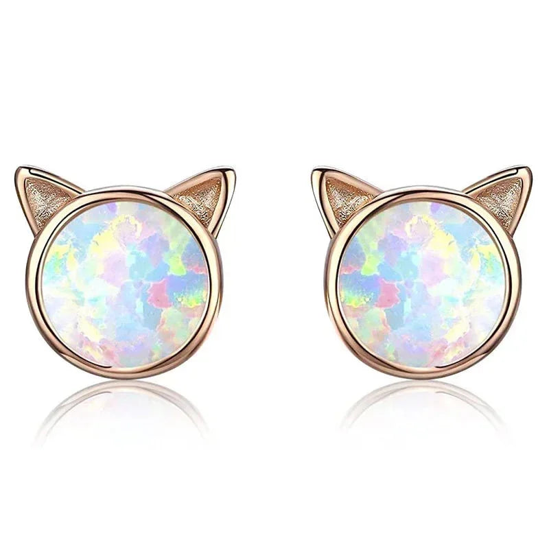 Sparkly Stud Earrings with Colorful Crystals - Unicorn, Cat, Butterfly, Rainbow, Heart, Star