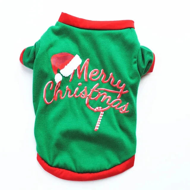 Christmas and New Year Pet Clothes - Warm Cotton Costume for Small to Medium Dogs and Cats