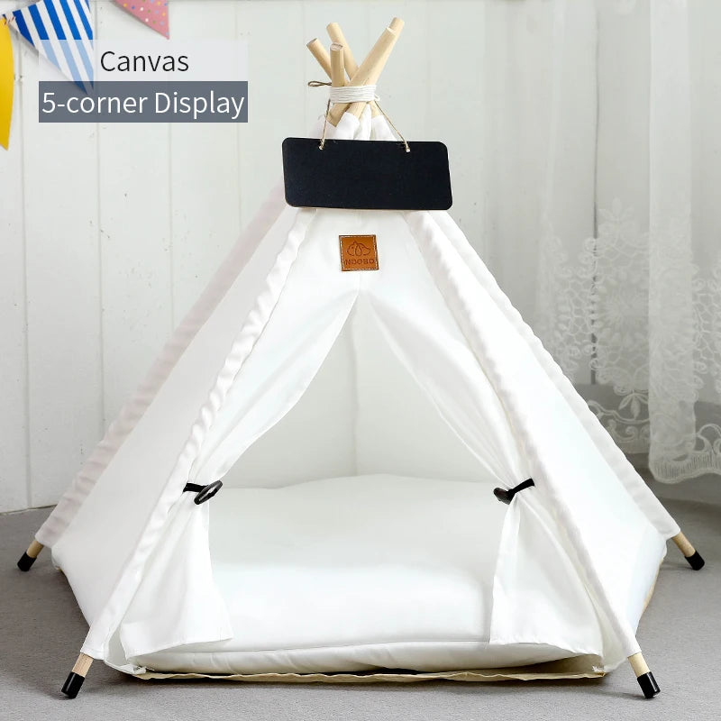 Cozy Pet Teepee Tent for Cats and Dogs – Portable, Removable, and Washable Indoor House with Cushion and Blackboard