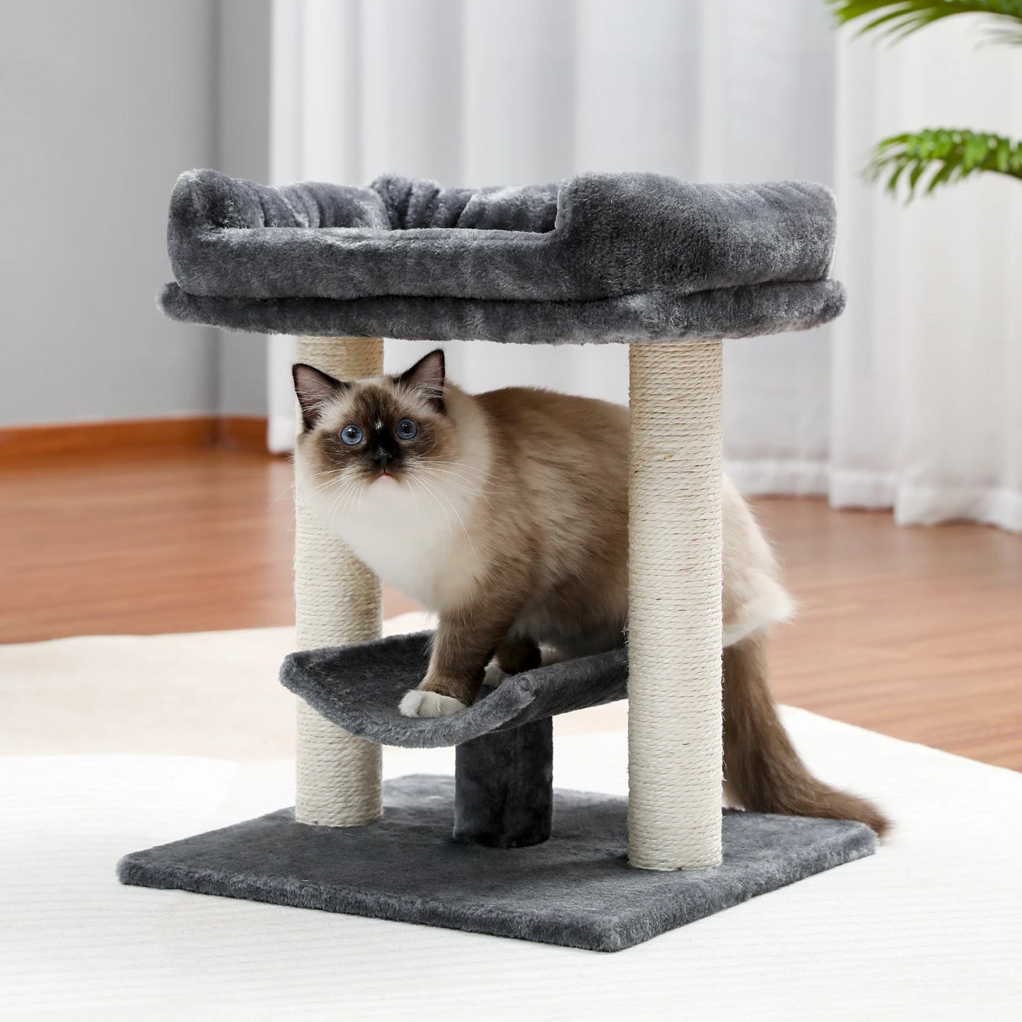 48CM Small Cat Tree with Top Large Perch Bed Curved Platform