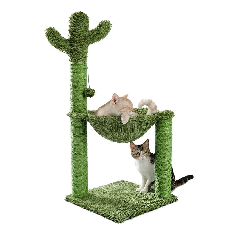 Cute Cactus Cat Tree Toy with Ball Scratching Post